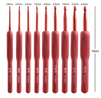 Ensemble de 9 crochets ergonomiques à poignée souple en aluminium poli, plusieurs tailles 2.0-6.0mm, outils de tricot