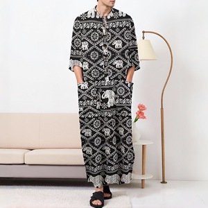 Robe décontractée pour hommes européens et américains, Abaya musulmane pour hommes, MAXI <span class=keywords><strong>Oracle</strong></span>-Bone, imprimé éléphant, en polyethersulfone anti-boulochage - Product Image 4