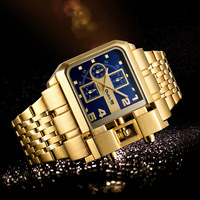 Grande montre de luxe pour homme avec cadran carré, breloque et décoration boussole – Style classique, mode et sport, mouvement à quartz unique et antique
