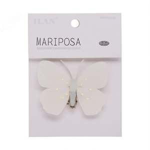 Ilan Mariposa Con Pinza 8Cm Fermaglio per Capelli Bianco - Product Image 1