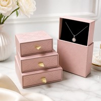 Boîte à tiroir en carton rigide personnalisée, emballage en papier pour bagues, colliers, boucles d'oreilles, bijoux, emballage cadeau coulissant avec logo