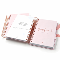 Carnet A5 à spirale doré avec couverture florale personnalisable, échantillon gratuit 2026-2027, agenda et planificateur non daté