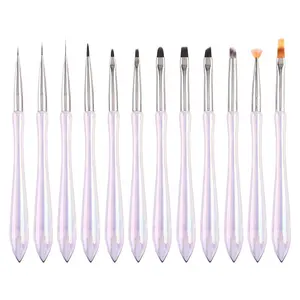 Nouveau Transparent français UV Gel brosse Nail Art peinture pinceau Liner acrylique dessin brosse pour la beauté des ongles