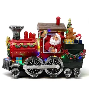 polyresin weihnachts-Schneemann-Figurine Haus sammlerische Figurine mit USB und Batterie doppelte Energiequelle - Weihnachtsmanns-Express-Zug