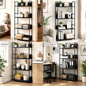 Five Tier Metal Storage <b>Rack</b> For Kitchen Minimalist Design Standing Type Non Foldable Shelf With <b>Baking</b> Paint Finish - Product Image 2