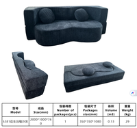 Canapé modulaire convertible pliable, design gain de place, rembourrage en tissu moderne et confortable, pieds en acier inoxydable, villa
