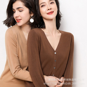 Cardigan en tricot à col en V pour femme, couleur unie, coupe ajustée, style court, pull pour le printemps et l'automne, mode, tenue de travail, tailles S M L XL XXL - Product Image 4