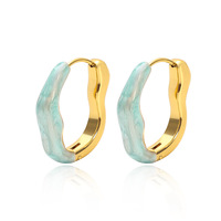 Bijoux de mode de forme ovale creuse géométrique irrégulière avec résine de couleur pure pour les femmes boucles d'oreilles de fête en gros