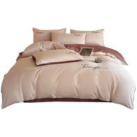 Parure de lit de luxe en coton à fibres longues, écologique, douce pour la peau, couleur unie, en pur coton, durable, vente en gros