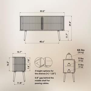 كومبوهيوم 53 "خزانة زرقاء مع أبواب و كريدنزا ، أرفف وسائط حديثة مع مساحة تخزين - Product Image 3