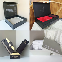 Boîte cadeau magnétique pliable de luxe personnalisée, boîte en carton rigide noir pliable avec aimant, emballage pour vêtements, chaussures, boîte en papier