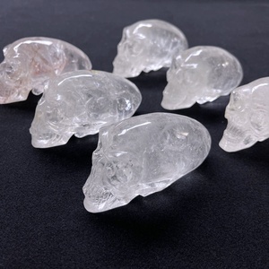 Özelleştirilmiş yarı değerli taş el sanatları el oyma doğal kuvars kristal Alien kafatasları temizle kuvars uzun kafa kafatasları - Product Image 3