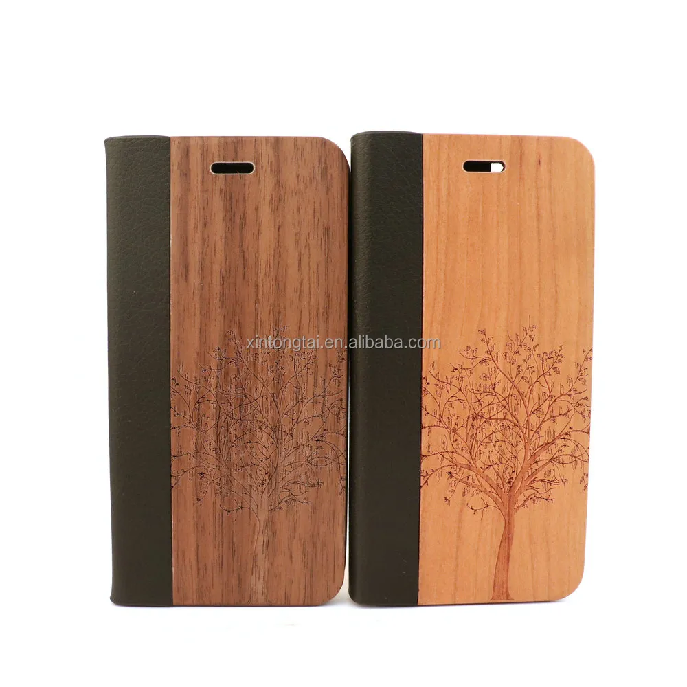 Best Seller Flip Wooden Phone Case for iPhone 5, SE, 6, 6 Plus, 7, 7 Plus, 8, 8 Plus X and XS