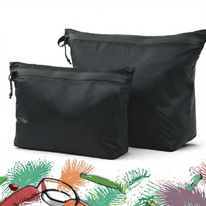 Black Nylon Travel <b>Pouch</b> Set <b>Water</b> Resistant Zipper Cosmetic Organizer Bag Lightweight Toiletry Storage <b>Pouch</b> Custom Logo - Product Image 3