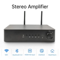Amplifier Hi-Fi Rumah Profesional 100W Kelas D Multi-Room 4-Kanal WiFi untuk Penerima Material Aluminium 5.0 dengan USB 2.0