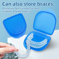 Boîte de rangement personnalisée pour protège-dents en PE bleu avec logo, étui pour appareil dentaire, support pour protège-dents