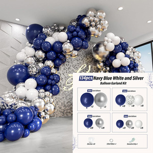 US in stock Blue Gold <b>White</b> <b>Balloon</b> Arch Kit Latex Party Decoration Set Graduation Birthday Baby Shower Event Decor - Product Image 2