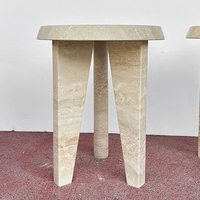 Table console Cammy en travertin beige clair, style moderne du milieu du siècle, pour petits salons, chambres à coucher, meubles de salon