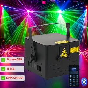 Laser de scène RGB 10W, application APP, ILDA, son, contrôle DMX512, laser projecteur RGB 3D avec motifs de texte, logo, animation pour spectacle en direct, événement - Product Image 1