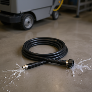 Ttake Delivery Hose Kit For Cleaning Machines 10 Ft Black Rubber <b>Flexible</b> Hose With Metal Fitting And Threaded Connector - Product Image 3