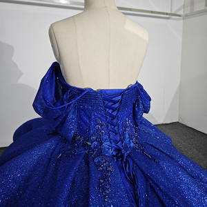 Jancember DY9995 Glitter Blue Ruffle Party Quinceanera Vestidos formales para mujeres - Product Image 6