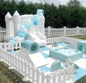 Château gonflable blanc avec toboggan et piscine à balles, château de saut pour enfants pour fête d'anniversaire en plein air - Product Image 3