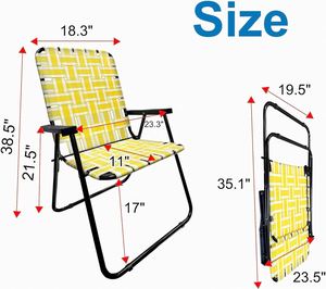 Chaise longue pliante en acier avec sangles, poignées en bois, pour camping, plage, pêche, jardin, stade, bateau, sports - Product Image 6