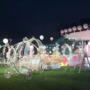 मिनीइंग व्हाइट हॉलिडे फेस्टिवल वेडिंग हॉर्स कैरिज आयरन प्रॉप्स कद्दू कार्ट सजावट दुल्हन और दूल्हे के लिए पहियों पर - Product Image 5