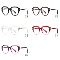 Monture de lunettes TR90 polygone irrégulier, verres optiques dégradés tendance, charnières métalliques décoratives, anti-lumière bleue, pour prescription