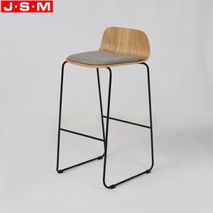 ไม้วีเนียร์ไม้สีน้ำตาลเบาะนั่งโลหะเก้าอี้สูงเก้าอี้บาร์ที่ทันสมัย - Product Image 2