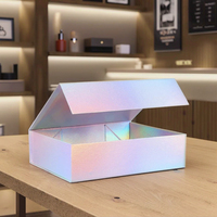 Boîte cosmétique de luxe haut de gamme en forme de livre, en carton recyclable, personnalisable, pliable à plat, avec fermeture magnétique laser, écologique et holographique