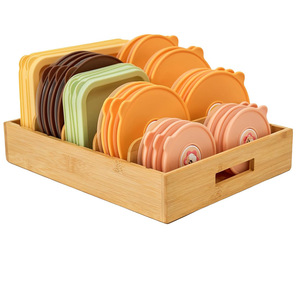 Bandeja de almacenamiento de bambú con divisores extraíbles, organizador de escritorio rectangular de 4-7 compartimentos para encimera de cocina - Product Image 1