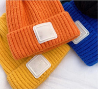 Custom Logo Gebreide Skull Caps, Mannen Beanie Muts Gebreid, Beanie Hoeden Schedel Heren Met Patch