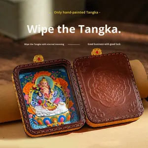 Tsatsa Thangka Zhakilam Hecho a Mano en Latón, Cuero y Arcilla, Dios Amarillo <span class=keywords><strong>de</strong></span> la Riqueza, Buda <span class=keywords><strong>de</strong></span> la Medicina, Protección, Bendición, Estilo Étnico - Product Image 2