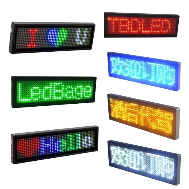 Electronic Name Tag Advertising Moving Text Display LED Digital Name Plate App Programmable Led Name Badge