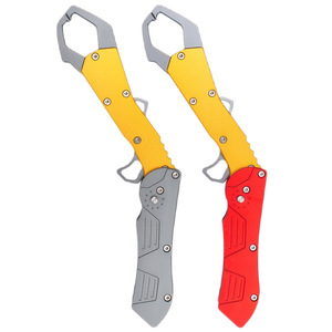Pince à poisson pliante en alliage d'aluminium gris et rouge pour matériel de pêche - Product Image 1