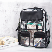 Sac à dos étudiant personnalisé en PVC transparent, tendance, imperméable, avec fermeture éclair pour ordinateur