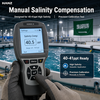 Analyseur de l'oxygène dissous par fluorescence portable HANZ avec compensation de la salinité, indice de protection IP68, boîtier de capteur 316L pour testeur RAS