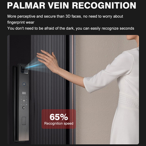 Китайский производитель, нержавеющая сталь, дверной замок Tuya Black Smart NFC, карта распознавания пальцев, блокировка отпечатков пальцев - Product Image 4