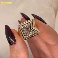 Bague de fiançailles en or massif 10k 14k 18K avec diamant de laboratoire serti clos, bagues en or massif 10k 14k 18K avec diamant taillé en forme de lettre, bijoux fins, bagues nominatives