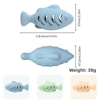 Jouet à mâcher interactif en silicone en forme de poisson, infusé à la catnip, pour le soin dentaire, résistant aux morsures, distributeur de nourriture lent pour chats d'intérieur
