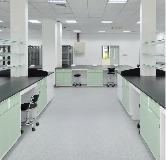 เฟอร์นิเจอร์ห้องปฏิบัติการทนสารเคมีโต๊ะเวิร์กสเตชั่นห้องปฏิบัติการชีววิทยา/ทางกายภาพ/เคมีม้านั่ง
