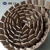 Chaîne modulaire latérale flexible à lamelles plates en plastique acétal POM LF 821-K1200 pour convoyeur de table, pour ligne de mise en conserve, à fonctionnement stable