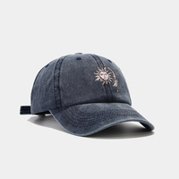 Topi Baseball Snapback Retro Gaya Eropa Amerika dengan Pola Matahari Bulan, Logo Kustom Transfer Panas, Bahan Lembut, untuk Pasangan