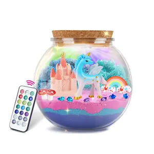 DIY kreatif seni kerajinan dan kerajinan DIY Unicorn menyala terarium alat membangun Kit untuk anak-anak