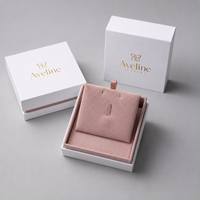 Boîte à bijoux personnalisée avec couvercle rigide et base, insert en velours, emballage de luxe pour collier et bracelet, boîte cadeau
