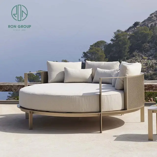 Neues Design Villa Hotel Projekt Edelstahl Tee tische Pool Sonnenschutz Garten Aluminium Sofa Set runde Gartenmöbel