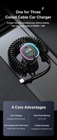 Chargeur de voiture à charge rapide 36W USB-C PD, chargeur allume-cigare USB avec câble enroulé Type C