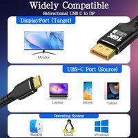Transfert de données bidirectionnel de haute qualité 16k 60Hz 120Hz 240Hz pour vers câble DP veste en PVC pour moniteur MacBook de bureau d'ordinateur portable