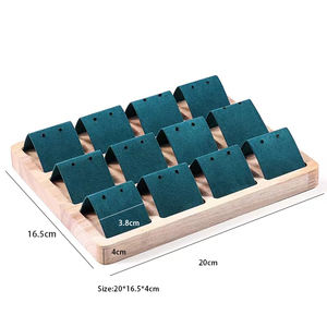 Темно-Зеленая Деревянная Подставка бархатная ткань ожерелье серьги кольцо ювелирные изделия счетчик Дисплей Стенд Лоток - Product Image 2